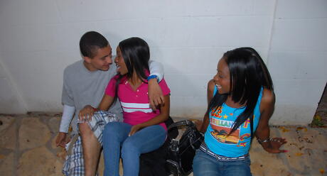 Curious girls Carmen and Nina Devon in hot threesome scene 